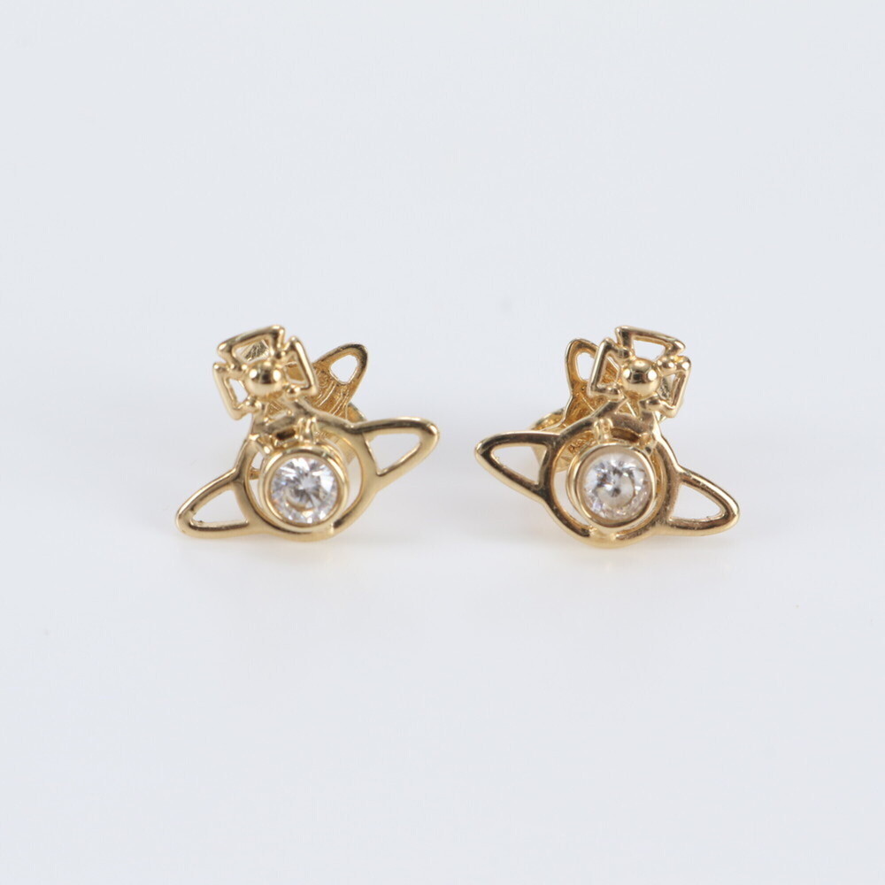 Vivienne Westwood Orb Nano Solitaire Earrings, Gold, Fashion Accessory, Women's